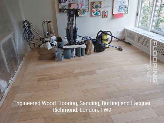 Engineered wood flooring, sanding, buffing and lacquer in Richmond 1