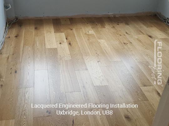 Lacquered engineered flooring installation in Uxbridge 2