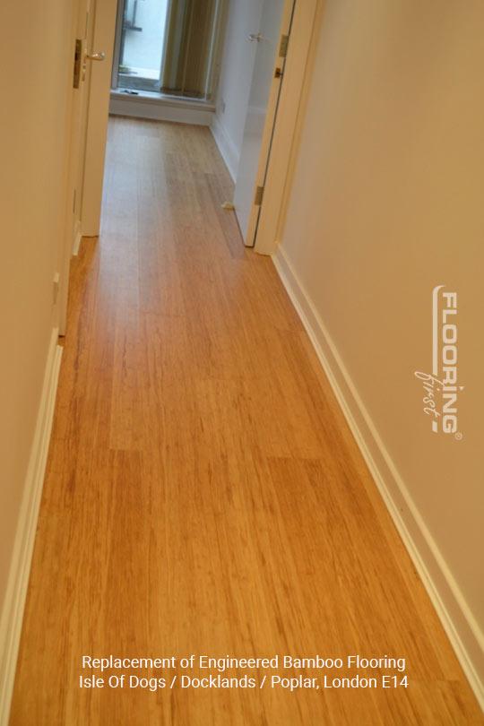Replacement of engineered bamboo flooring in Canary Wharf, Isle of Dogs 1