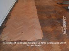 Restoration of exotic wood flooring at St. Johns the Evangelist Church in Bromley 3