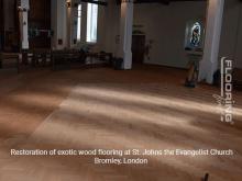 Restoration of exotic wood flooring at St. Johns the Evangelist Church in Bromley 7