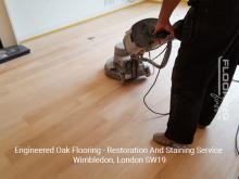 Engineered oak flooring - restoration and staining service in Wimbledon 2