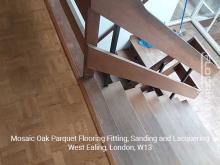 Mosaic oak parquet flooring installation, sanding and lacquering in West Ealing 10