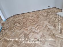 Parquet floor sanding, lacquering and gap filling in Streatham 2
