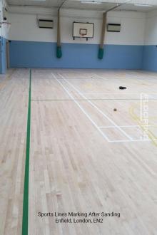 Sports lines marking after sanding in Enfield 4