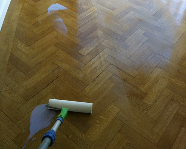 Applying water-based floor finish