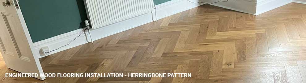 Engineered wood floor installation - herringbone pattern