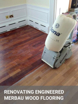 Engineered wood floor sanding with Bona equipment