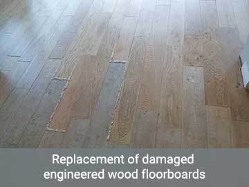 Replacement of damaged engineered wood floorboards