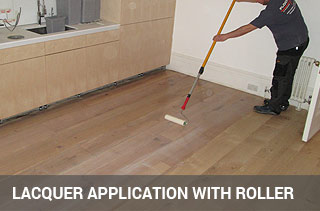 Lacquer application on wood flooring