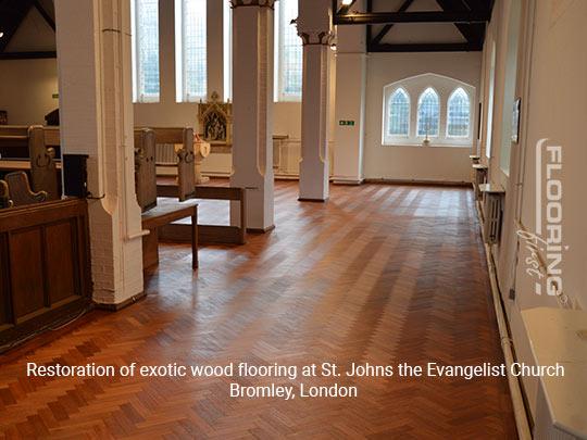 Restoration of exotic wood flooring at St. Johns the Evangelist Church in Bromley 18