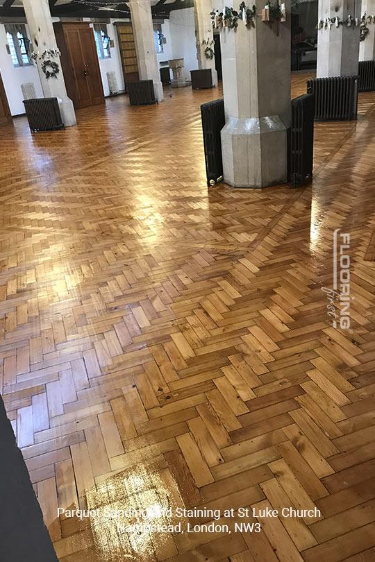 Parquet Sanding and Staining at St Luke Church - Hampstead, London, NW3 - 14