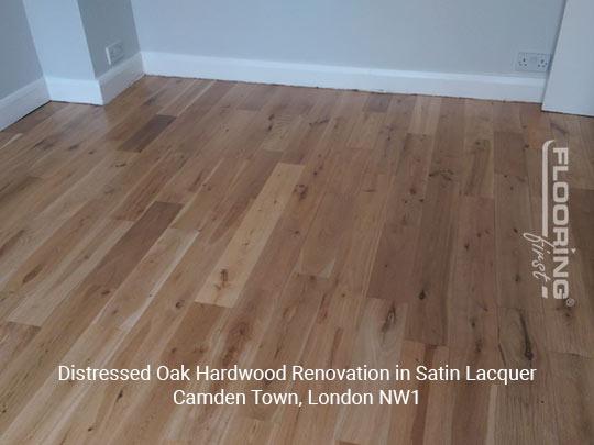 Distressed oak hardwood renovation in satin lacquer in Camden Town 1