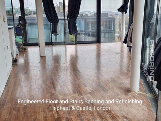 Engineered floor and stairs sanding and refinishing in Elephant & Castle