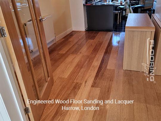 Engineered wood floor sanding and lacquer in Harrow