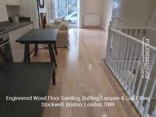 Engineered wood flooring sanding, buffing, lacquer & gap filling in Stockwell, Brixton 6