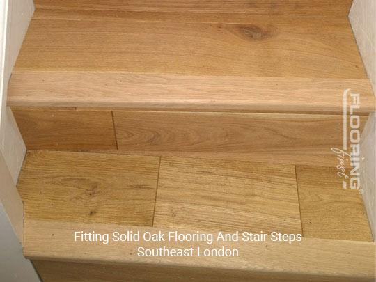 Fitting solid oak flooring and Stair steps in Southeast London 5