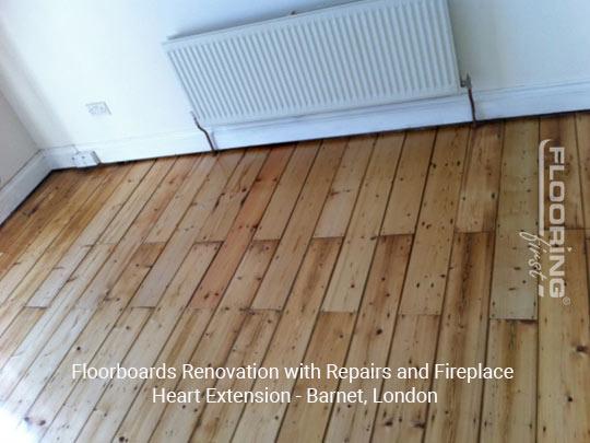 Floorboards renovation with repairs and fireplace heart extension in Barnet 1