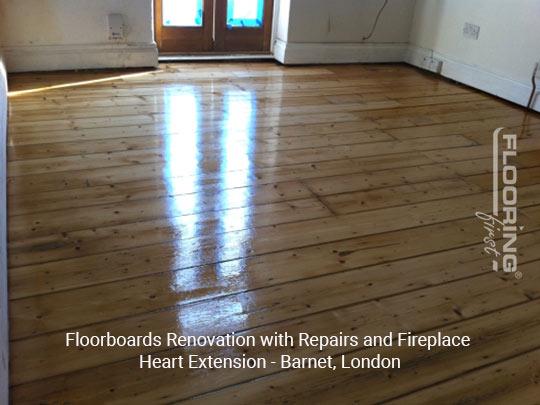 Floorboards renovation with repairs and fireplace heart extension in Barnet 2