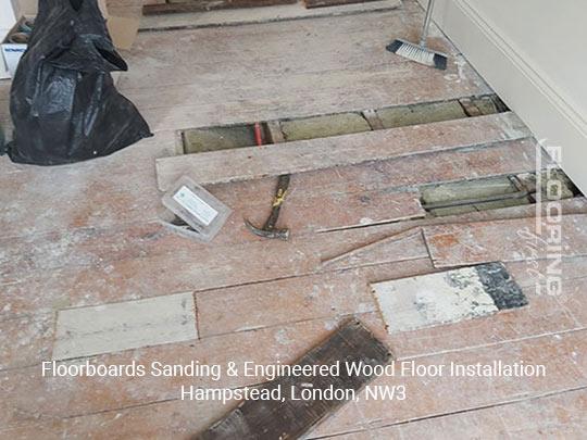 Floorboards sanding & engineered wood floor installation in Hampstead