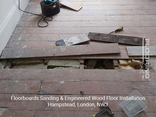 Floorboards sanding & engineered wood floor installation in Hampstead 1