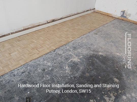 Hardwood floor installation, sanding and staining in Putney 2