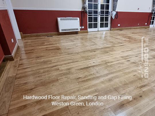 Hardwood floor repair, sanding and gap filling in Weston Green 6