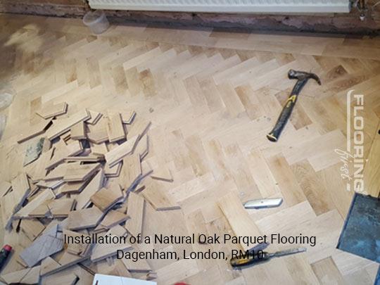 Installation of a natural oak parquet flooring in Dagenham 1