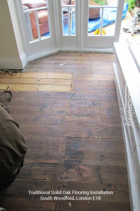 Installation of traditional solid oak flooring in Woodford