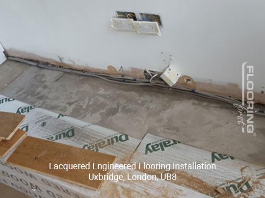 Lacquered engineered flooring installation in Uxbridge 1