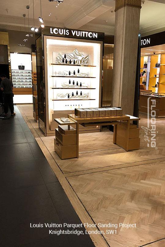 Louis Vuitton floor sanding project in Knightsbridge 1
