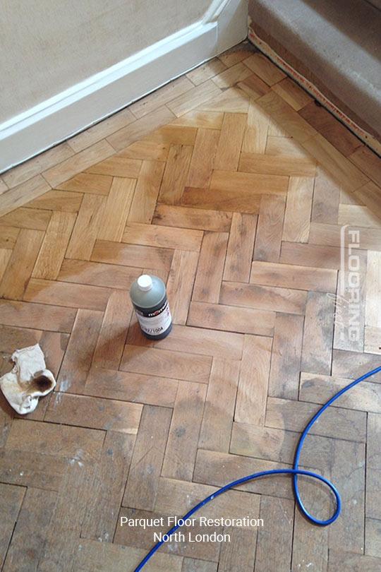 Parquet flooring restoration in North London 1