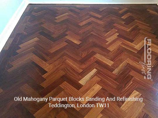 Old mahogany parquet blocks sanding and refinishing in Teddington 2