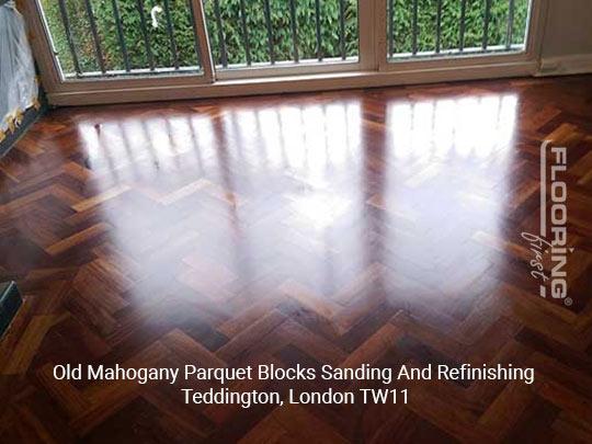 Old mahogany parquet blocks sanding and refinishing in Teddington 3