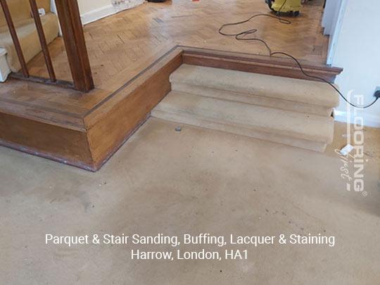 Parquet & stairs sanding, buffing, lacquer & staining in Harrow 2