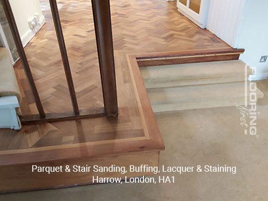Parquet & stairs sanding, buffing, lacquer & staining in Harrow 9