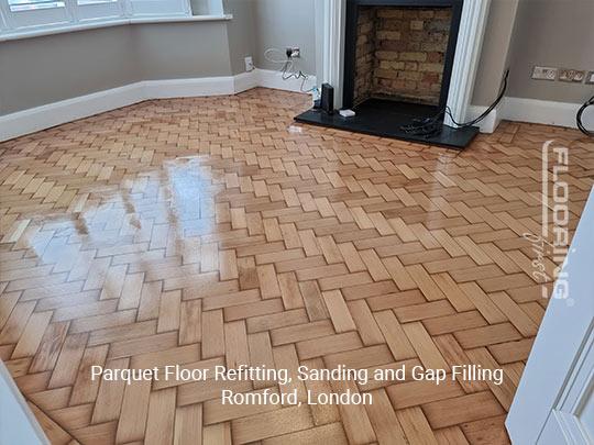 Parquet floor refitting, sanding and gap filling in Romford 6
