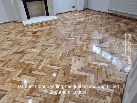 Parquet floor sanding, lacquering and gap filling in Streatham 9