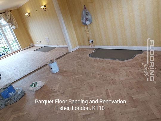 Parquet floor sanding and renovation in Esher 1