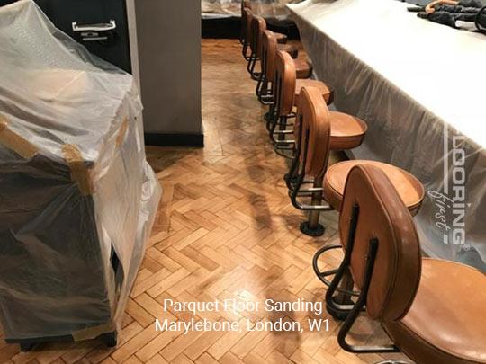 Restaurant parquet floor sanding in Marylebone 2