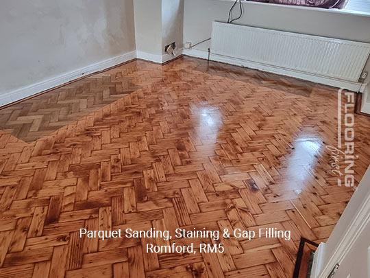 Parquet sanding, staining & gap filling in Romford 5