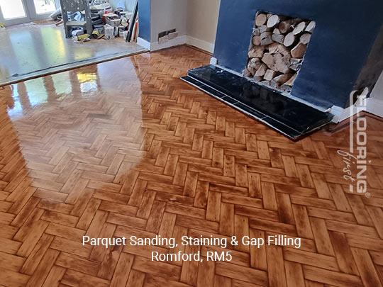 Parquet sanding, staining & gap filling in Romford 6