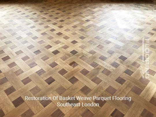 Restoration of basket weave parquet flooring in Southeast London 1
