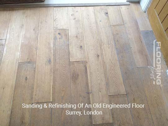 Sanding & refinishing of an old engineered flooring in Surrey 1