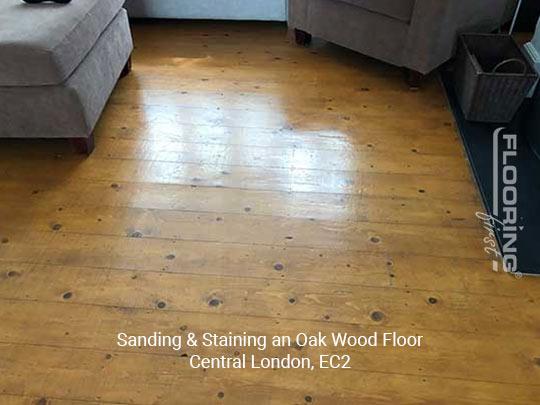 Sanding & staining an oak wood floor in Central London