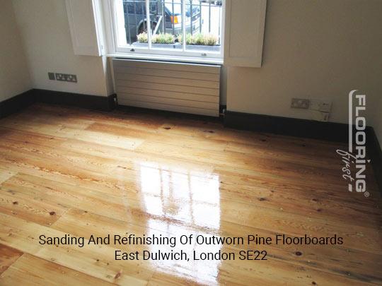 Sanding and refinishing of outworn pine floorboards in Dulwich 3
