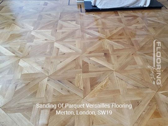 Sanding of parquet Versailles flooring in Merton 1