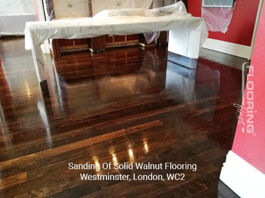 Sanding of solid walnut flooring in Westminster 4