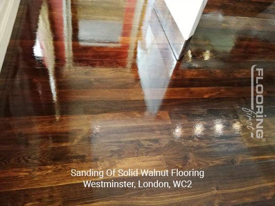 Sanding of solid walnut flooring in Westminster 5