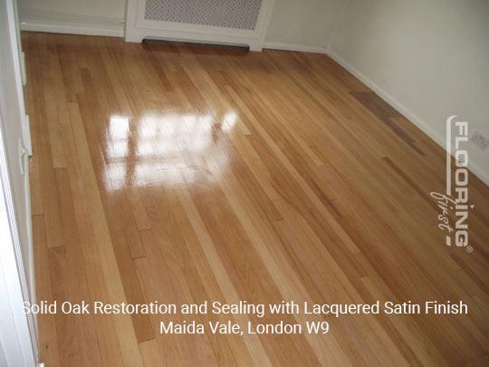Solid oak restoration and sealing with lacquered satin finish in Maida Vale 2